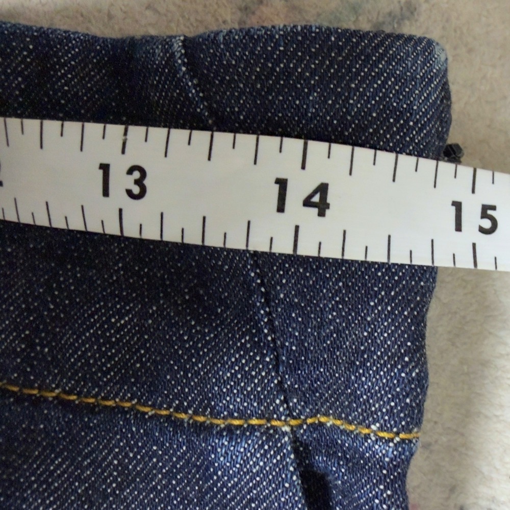 90s Ann Taylor Dark Wash Denim Pencil Skirt Knee Length Contoured Silhouette 2 S - Picture 12 of 12